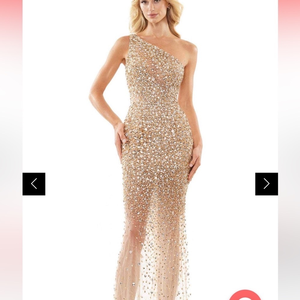 Colors Dress 2928 sheer adorned mesh sequin dress